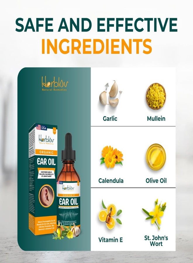 هيربلوڤ زيت أذن عضوي لعلاج التهابات الأذن - قطرات أذن طبيعية للوقاية من العدوى، وأذن السباح، وإزالة الشمع - علاج لألم الأذن للأطفال والبالغين والرضع والكلاب - مع نبات المُلّين والثوم والآذريون، صنع في الولايات المتحدة الأمريكية - Image 5